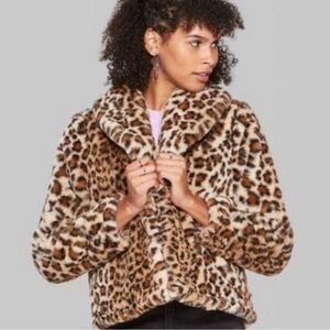 Wild Fable Cropped Cheetah Faux Fur Jacket